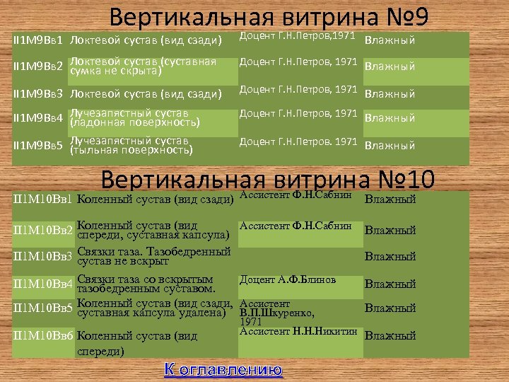 Вертикальная витрина № 9 II 1 М 9 Вв 1 Локтевой сустав (вид сзади)