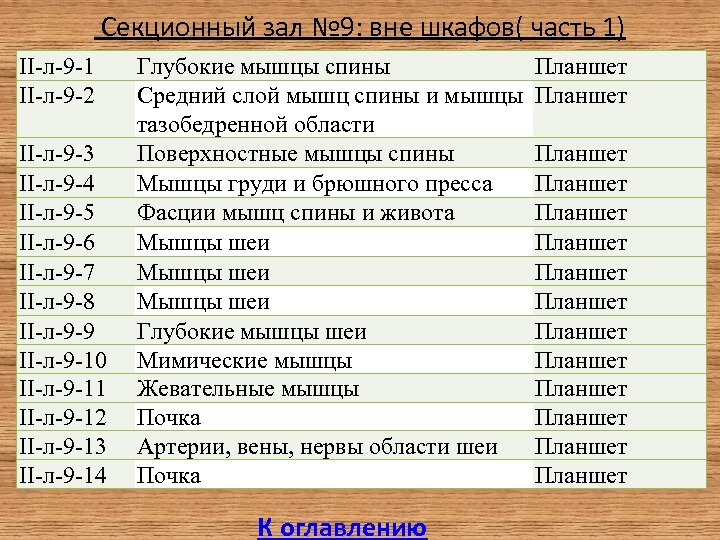  Секционный зал № 9: вне шкафов( часть 1) II-л-9 -1 II-л-9 -2 II-л-9