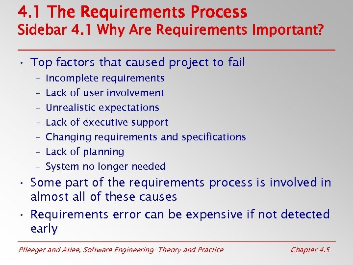 4. 1 The Requirements Process Sidebar 4. 1 Why Are Requirements Important? • Top