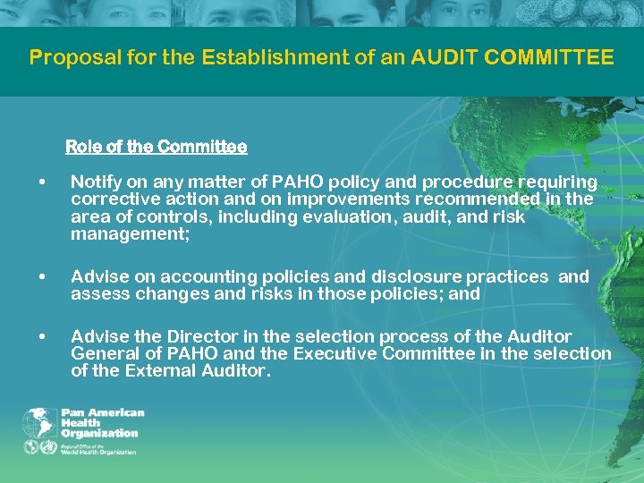 Proposal for the Establishment of an AUDIT COMMITTEE Role of the Committee • Notify