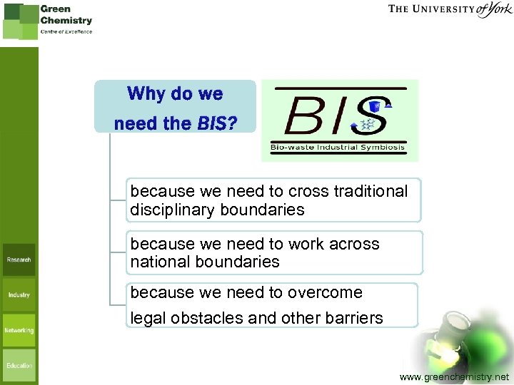 Why do we need the BIS? because we need to cross traditional disciplinary boundaries