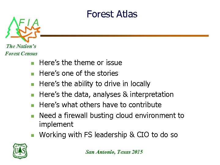 FIA Forest Atlas The Nation’s Forest Census n n n n Here’s theme or