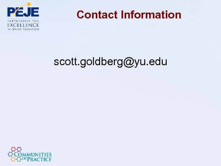 Contact Information scott. goldberg@yu. edu 