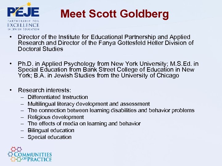 Meet Scott Goldberg • Director of the Institute for Educational Partnership and Applied Research