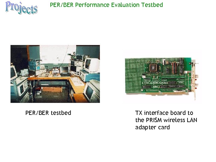 PER/BER Performance Evaluation Testbed PER/BER testbed TX interface board to the PRISM wireless LAN