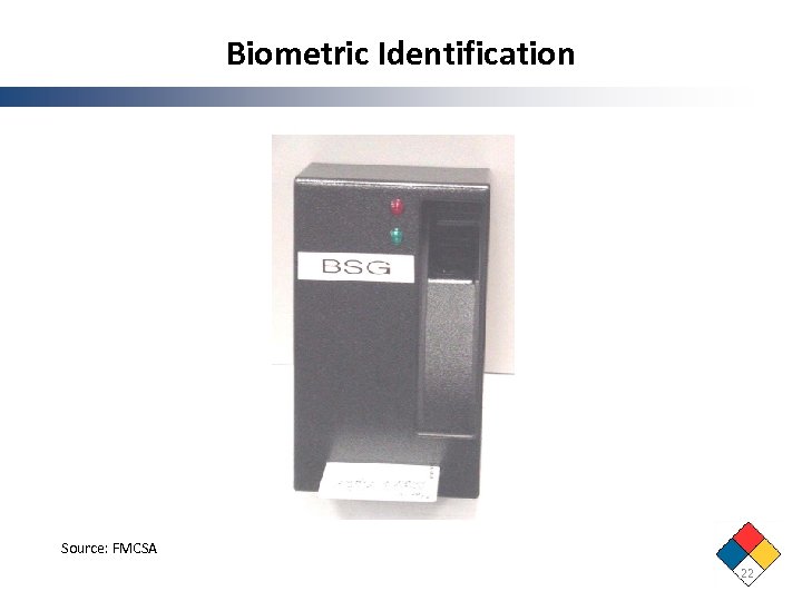 Biometric Identification Source: FMCSA 22 