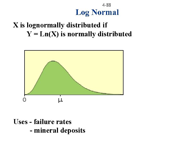 4 -88 Log Normal X is lognormally distributed if Y = Ln(X) is normally 4 -88 Log Normal X is lognormally distributed if Y = Ln(X) is normally