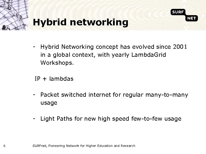 Hybrid networking - Hybrid Networking concept has evolved since 2001 in a global context,