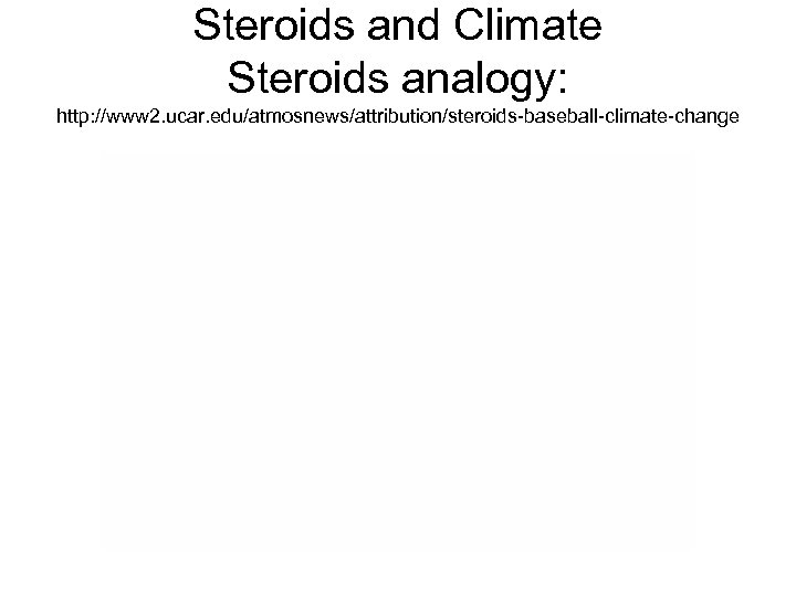 Steroids and Climate Steroids analogy: http: //www 2. ucar. edu/atmosnews/attribution/steroids-baseball-climate-change 