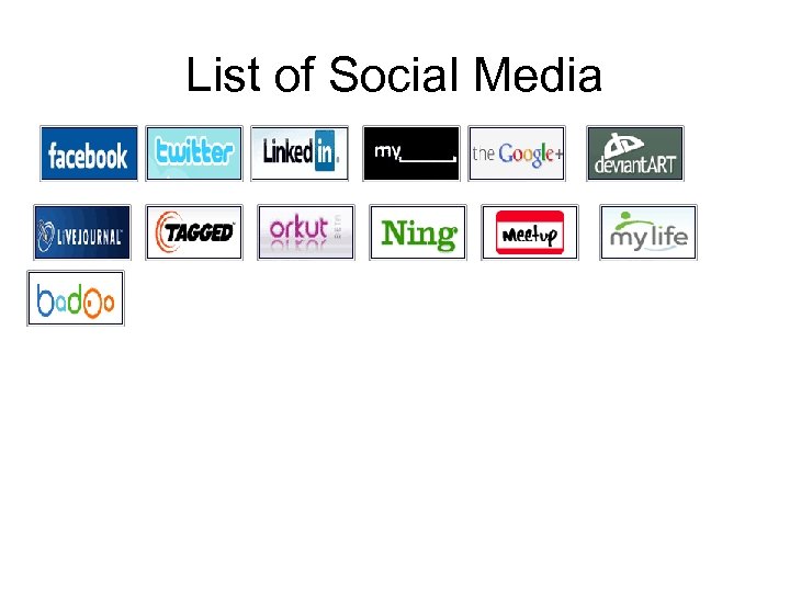 List of Social Media 