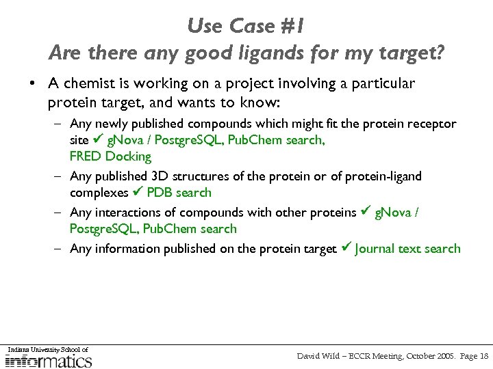 Use Case #1 Are there any good ligands for my target? • A chemist