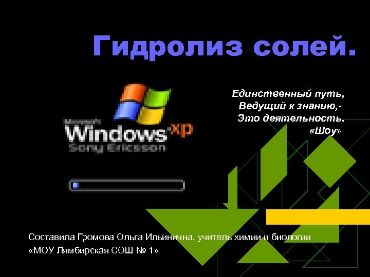 Гидролиз солей. Единственный путь, Ведущий к знанию, Это деятельность. «Шоу» Составила Громова Ольга Ильинична,