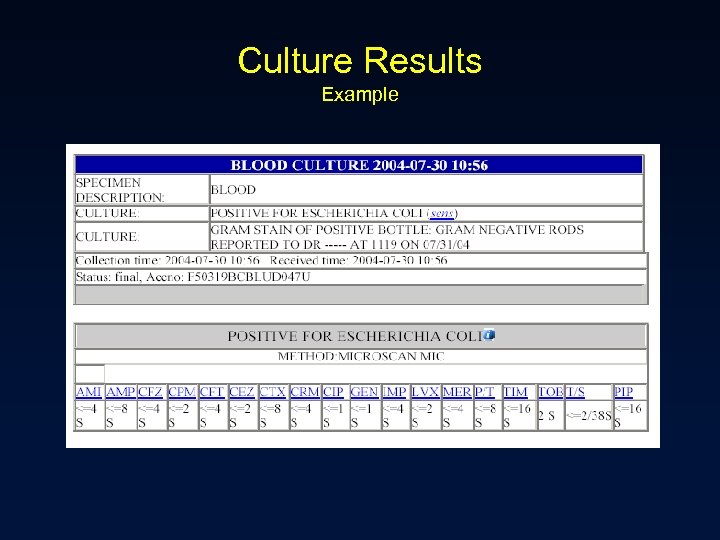 Culture Results Example 