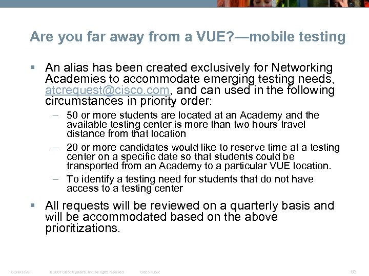 Are you far away from a VUE? —mobile testing § An alias has been