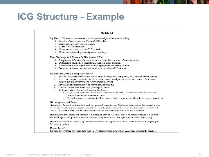 ICG Structure - Example CCNA rev 5 © 2007 Cisco Systems, Inc. All rights