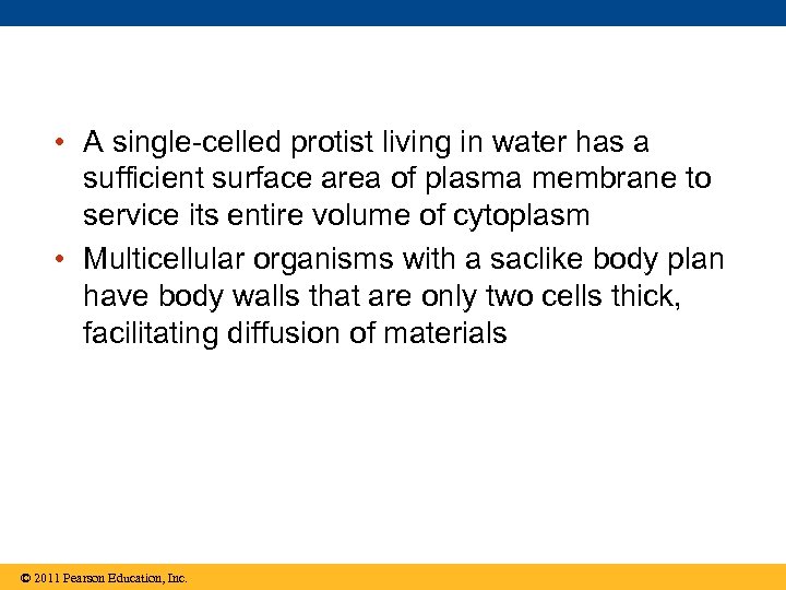  • A single-celled protist living in water has a sufficient surface area of