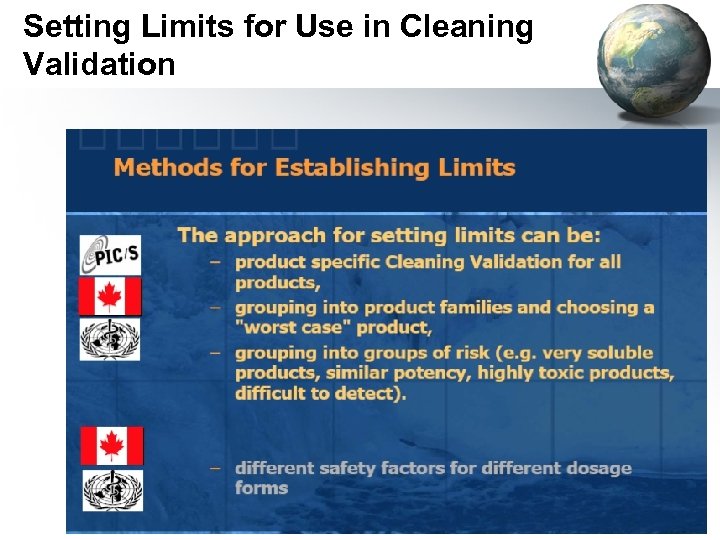 Setting Limits for Use in Cleaning Validation 