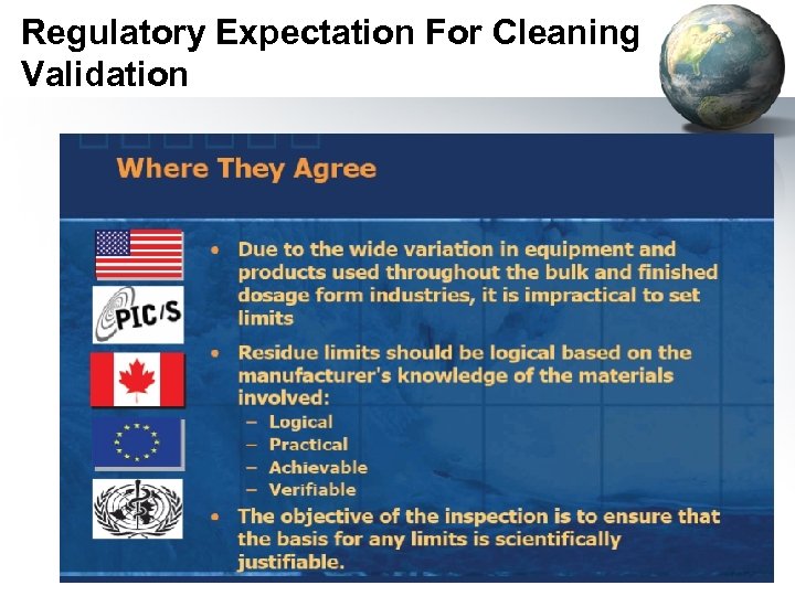 Regulatory Expectation For Cleaning Validation 