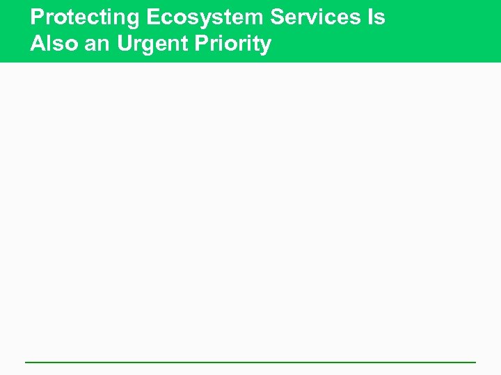 Protecting Ecosystem Services Is Also an Urgent Priority 