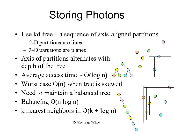 Storing Photons • Use kd-tree – a sequence of axis-aligned partitions – 2 -D