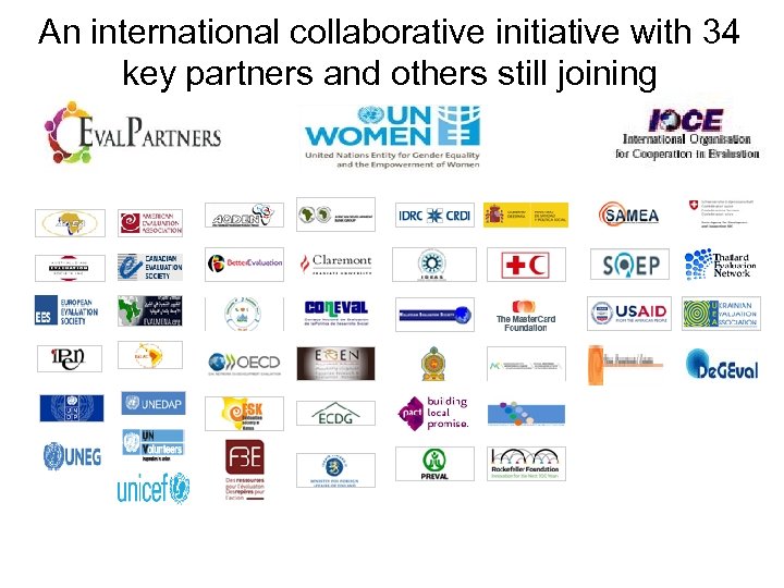 An international collaborative initiative with 34 key partners and others still joining 