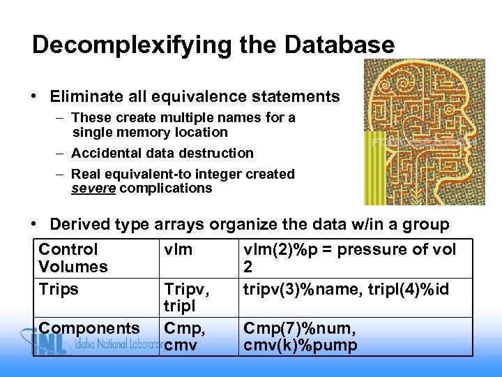 Decomplexifying the Database • Eliminate all equivalence statements – These create multiple names for