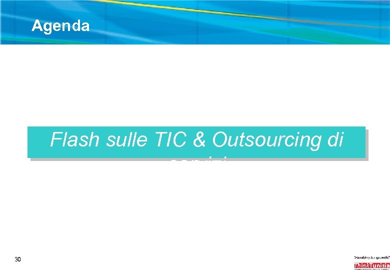 Agenda Flash sulle TIC & Outsourcing di servizi 30 