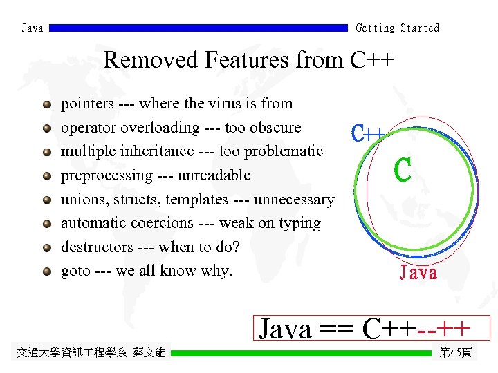 Java Getting Started Removed Features from C++ pointers --- where the virus is from