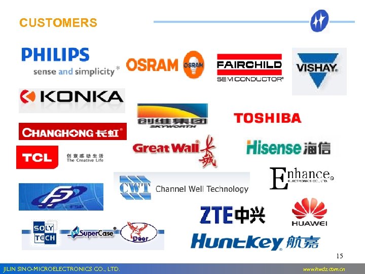 CUSTOMERS 15 JILIN SINO-MICROELECTRONICS CO. , LTD. www. hwdz. com. cn 
