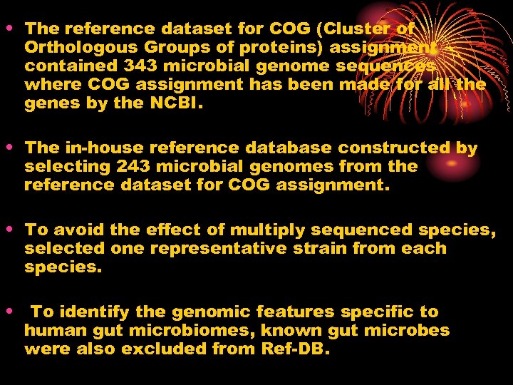  • The reference dataset for COG (Cluster of Orthologous Groups of proteins) assignment