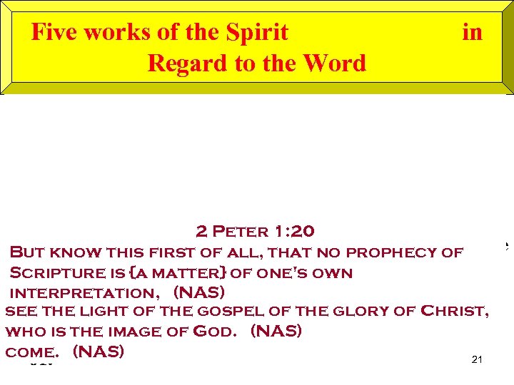 Five works of the Spirit Regard to the Word in 1 John 2: 2