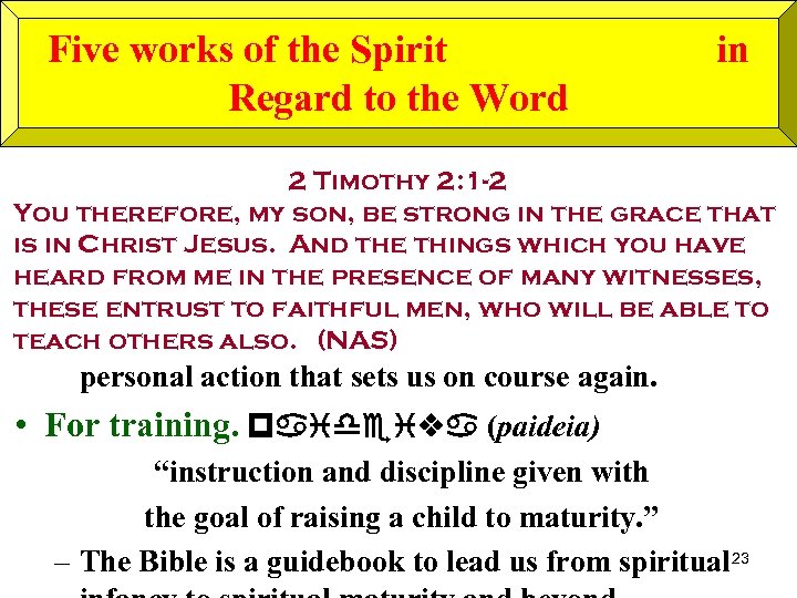 Five works of the Spirit Wordto the. God of Word Regard in • For