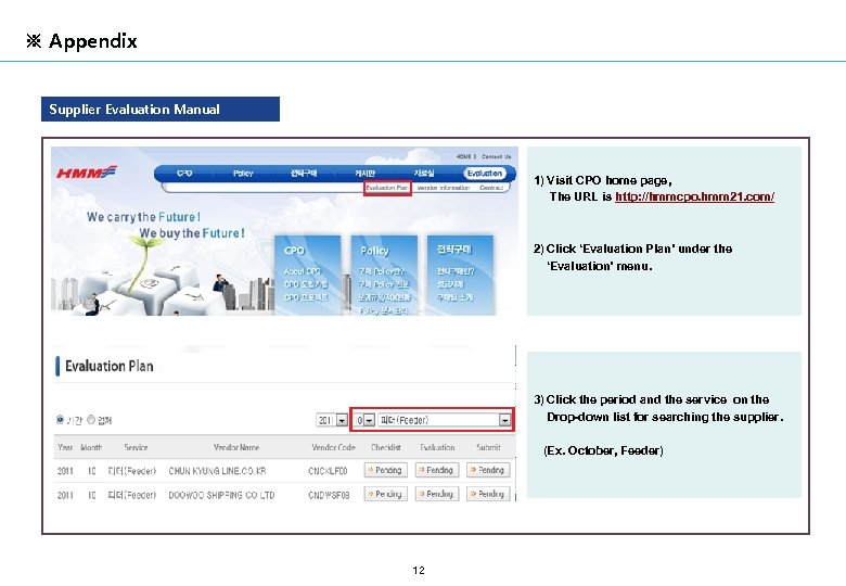 ※ Appendix Supplier Evaluation Manual 1) Visit CPO home page, The URL is http: