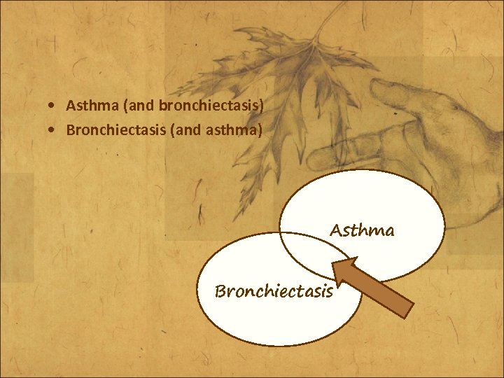  • Asthma (and bronchiectasis) • Bronchiectasis (and asthma) Asthma Bronchiectasis 