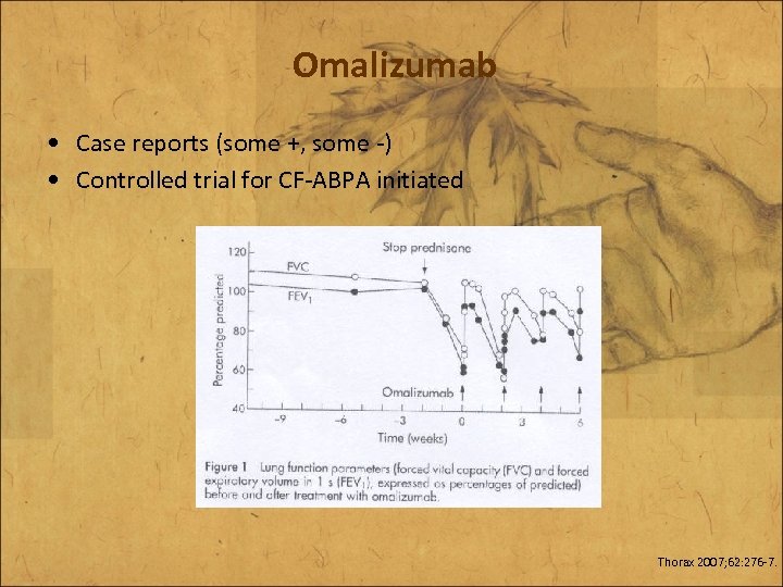 Omalizumab • Case reports (some +, some -) • Controlled trial for CF-ABPA initiated