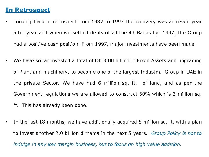 In Retrospect • Looking back in retrospect from 1987 to 1997 the recovery was