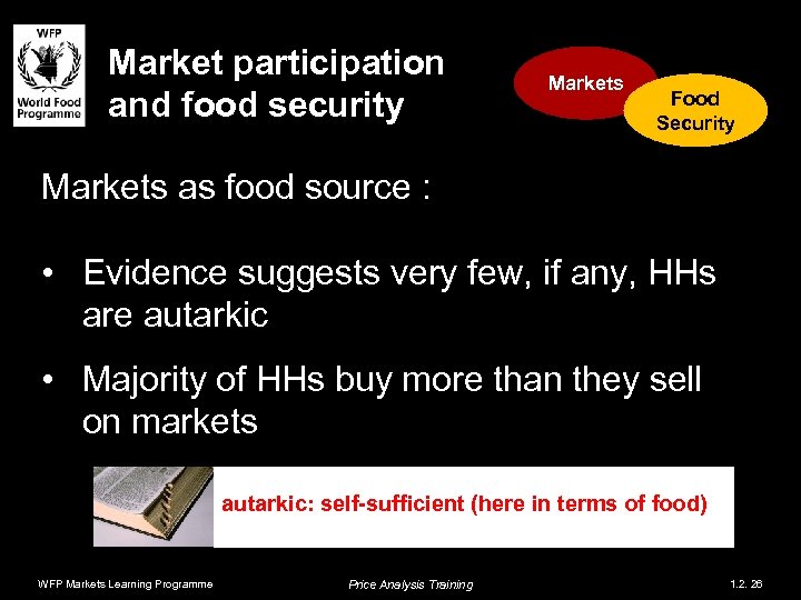 Market participation and food security Markets Food Security Markets as food source : •