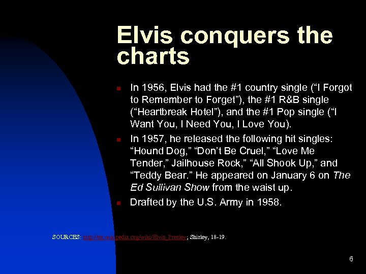 Elvis conquers the charts n n n In 1956, Elvis had the #1 country