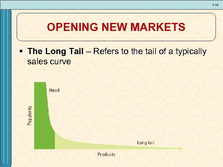 3 -19 OPENING NEW MARKETS § The Long Tail – Refers to the tail