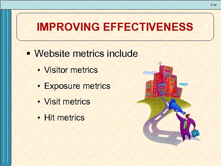 3 -24 IMPROVING EFFECTIVENESS § Website metrics include • Visitor metrics • Exposure metrics