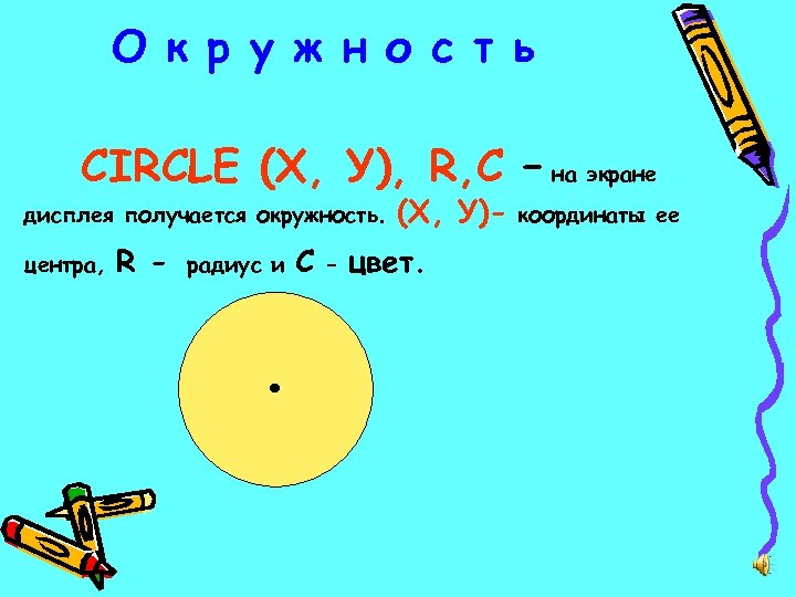 О к р у ж н о с т ь CIRCLE (Х, У), R,