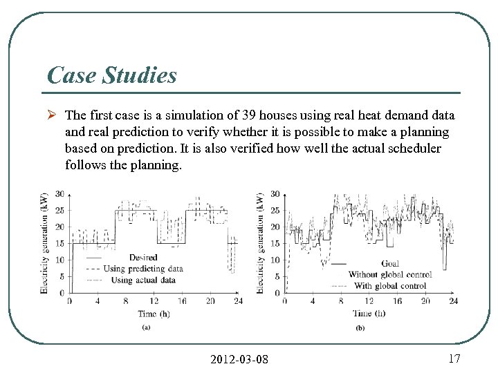 Case Studies Ø The first case is a simulation of 39 houses using real