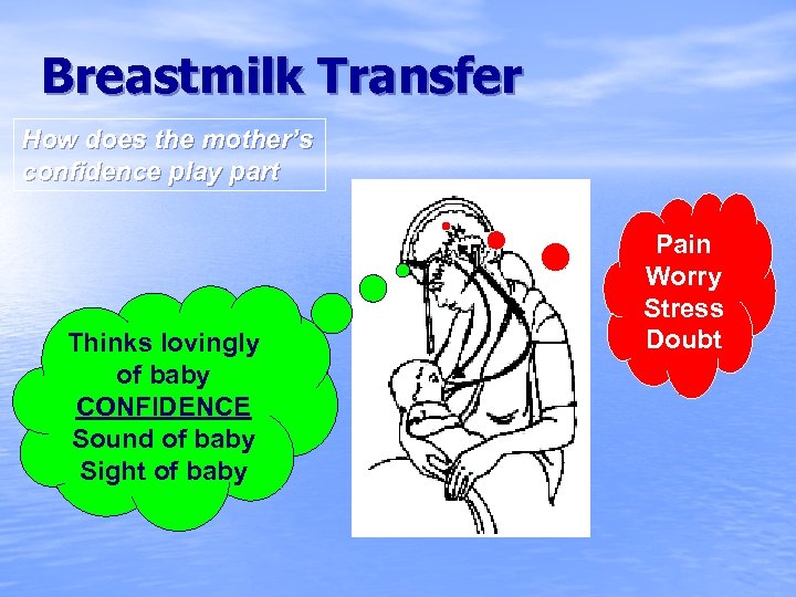 Breastmilk Transfer How does the mother’s confidence play part Thinks lovingly of baby CONFIDENCE