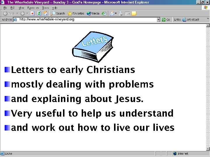 The Wharfedale Vineyard – Sunday 3 – God’s Homepage - Microsoft Internet Explorer http: