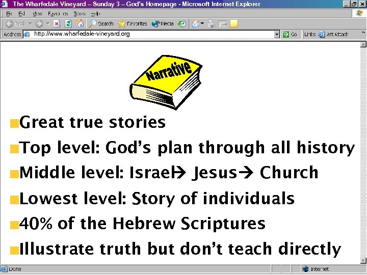 The Wharfedale Vineyard – Sunday 3 – God’s Homepage - Microsoft Internet Explorer http: