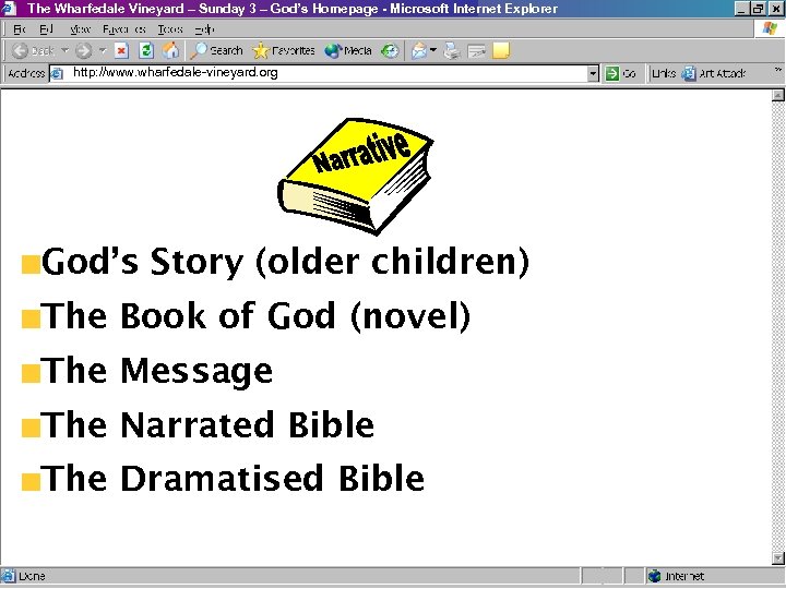 The Wharfedale Vineyard – Sunday 3 – God’s Homepage - Microsoft Internet Explorer http: