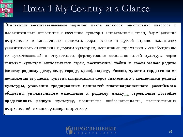 Цикл 1 My Country at a Glance 76 