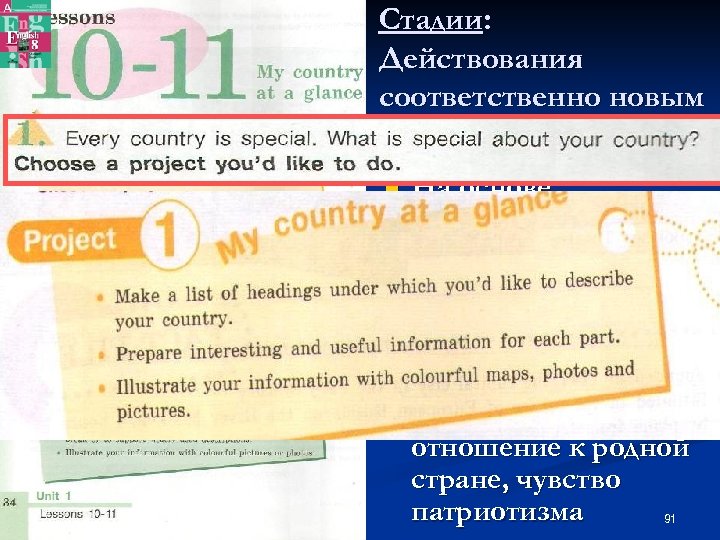 Стадии: Действования соответственно новым знаниям и ценностям n На основе полученной информации из предыдущих