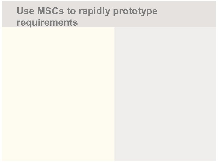 Use MSCs to rapidly prototype requirements 