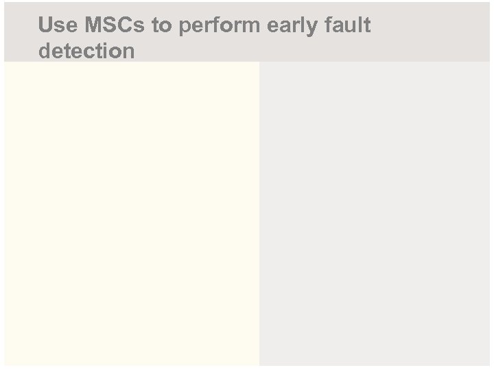 Use MSCs to perform early fault detection 